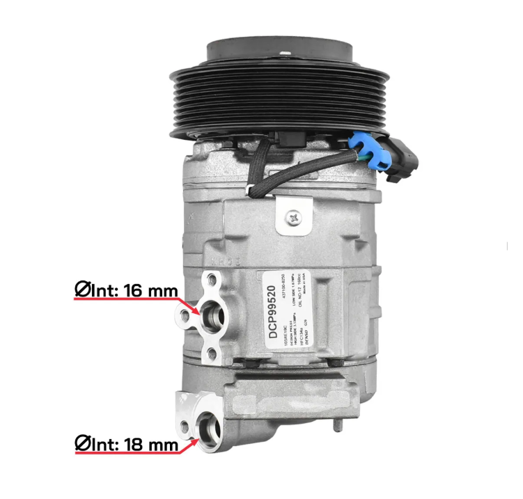 Compressor Ar 12V John Deere Trator Escavadeira 10SRE18C Polia 8PK - Imagem 4